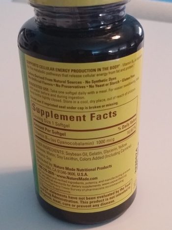 Nature Made B-12 Softgel Facts