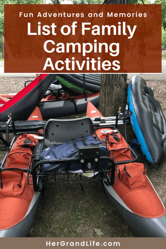 Family camping activities pinnable image.